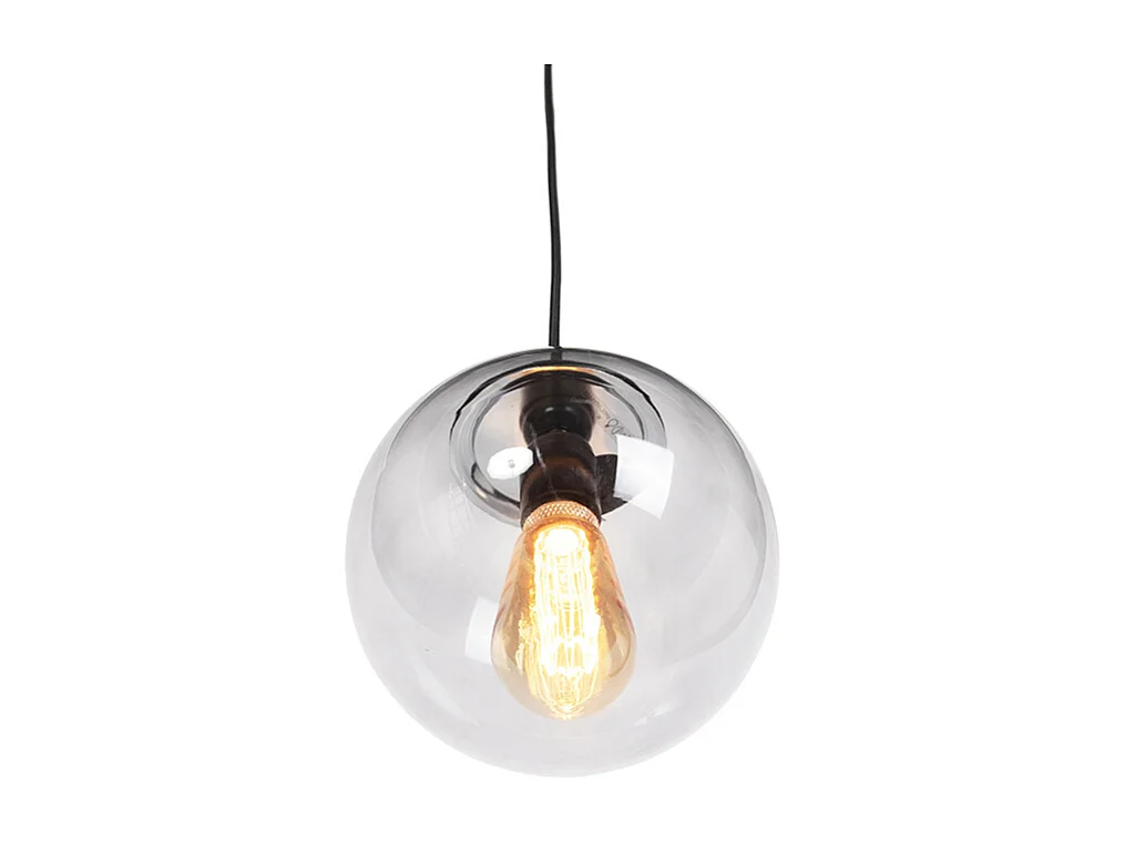 Suspension moderne noire avec verre gris 20cm - Pallon