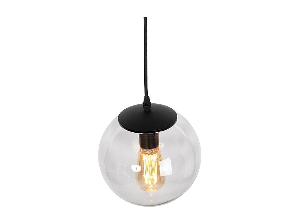 Suspension moderne noire avec verre gris 20cm - Pallon