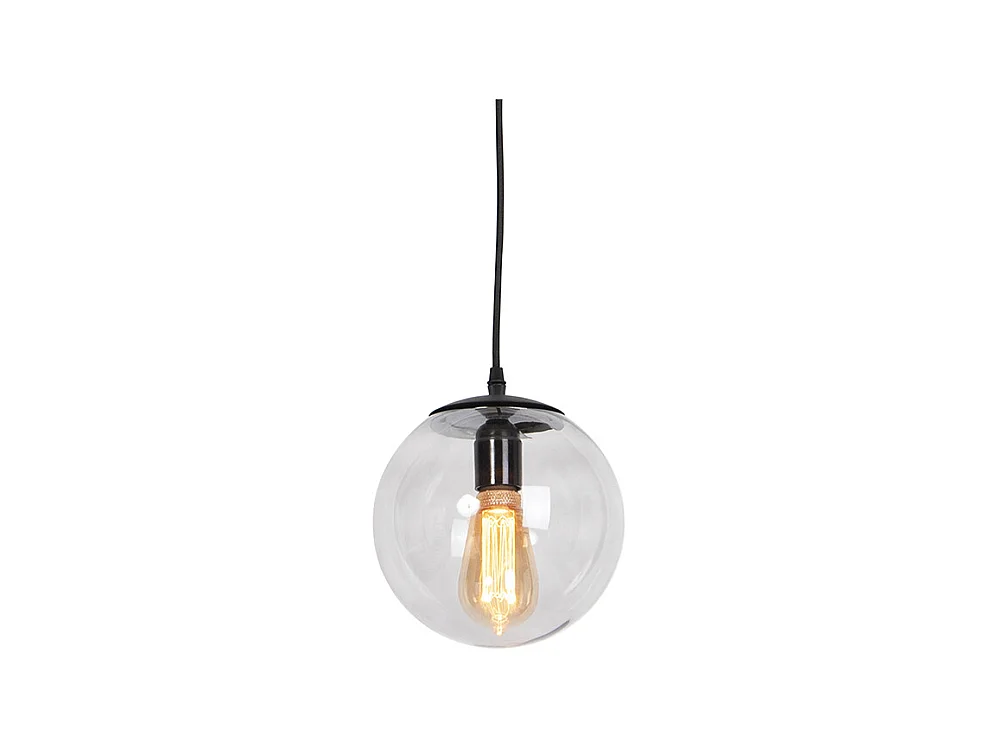 Suspension moderne noire avec verre gris 20cm - Pallon