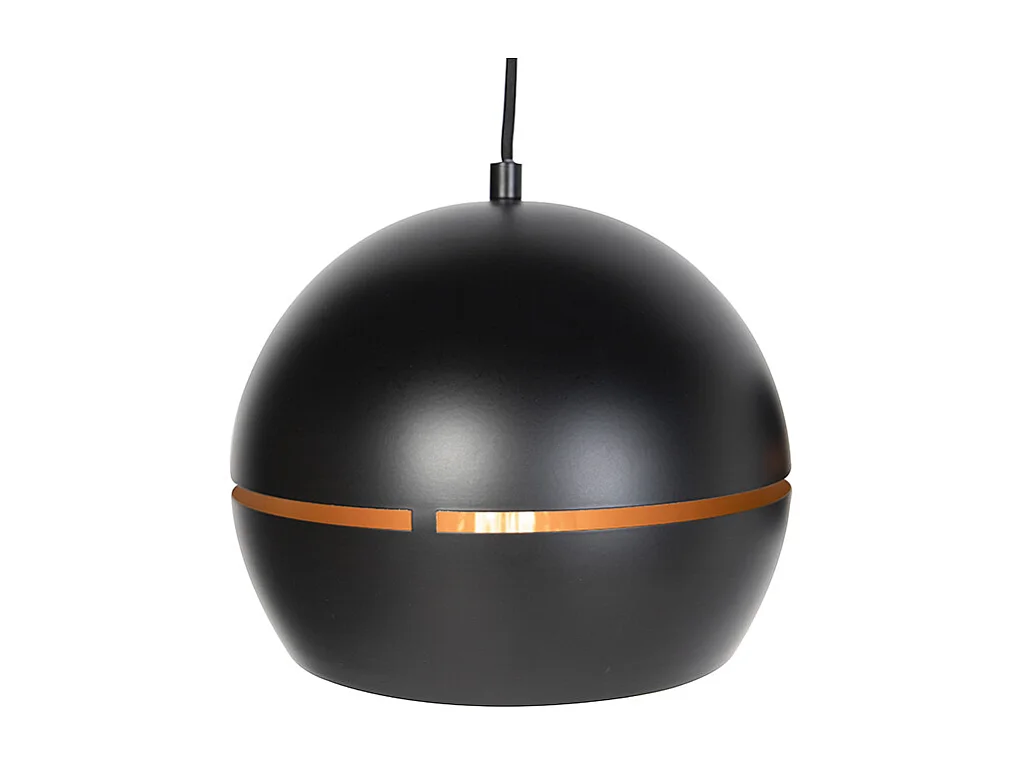 Lampe suspendue design noir avec intérieur doré 3 lumières - Buell