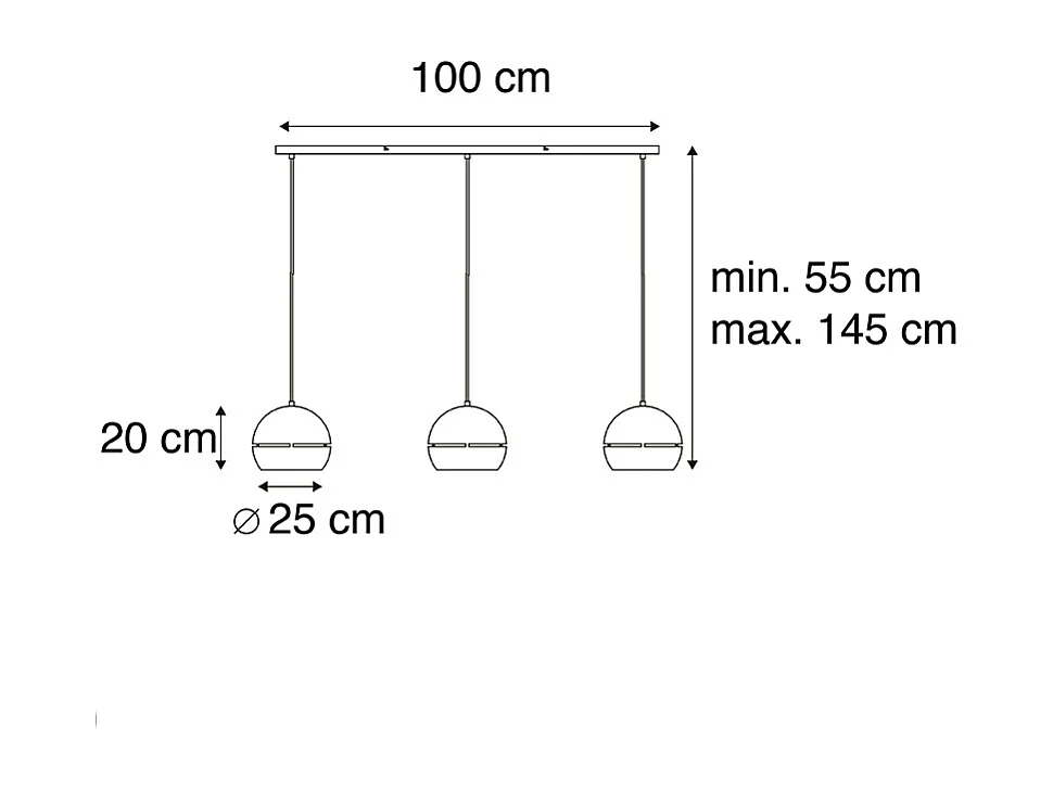 Suspension design noire avec intérieur doré 3 lumières - Buell