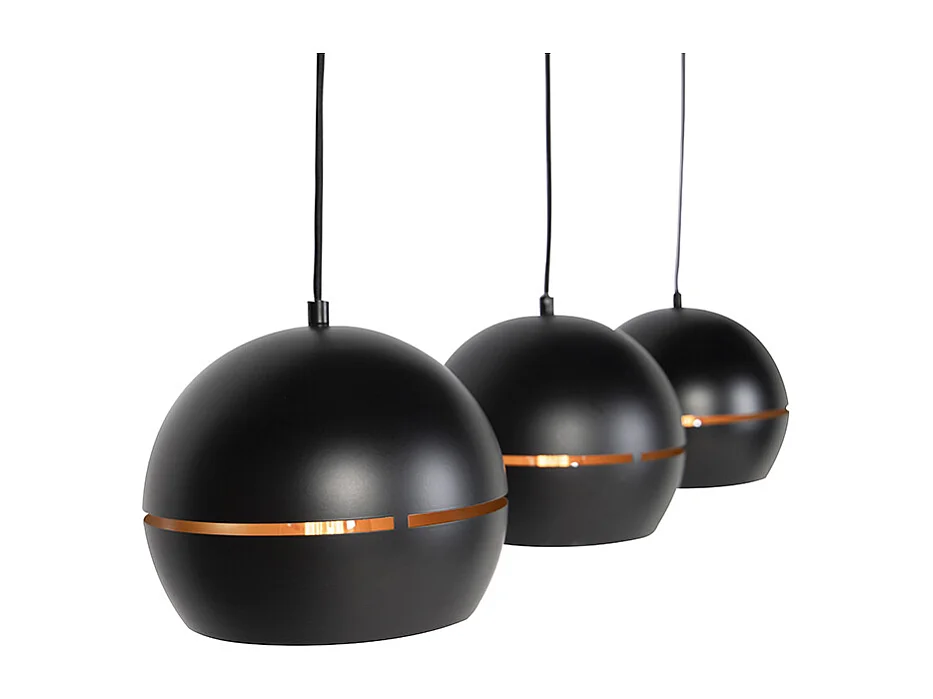Suspension design noire avec intérieur doré 3 lumières - Buell