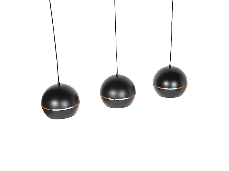 Suspension design noire avec intérieur doré 3 lumières - Buell