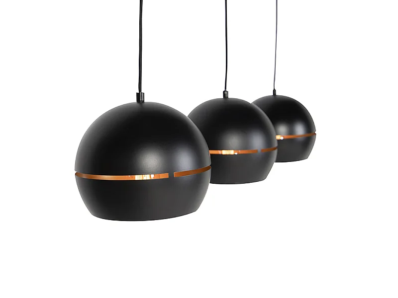 Suspension design noire avec intérieur doré 3 lumières - Buell