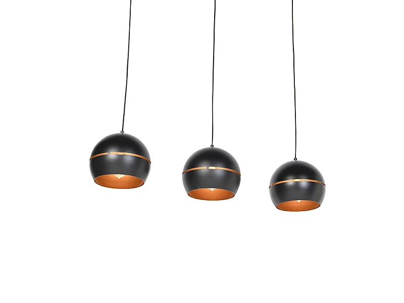 Suspension design noire avec intérieur doré 3 lumières - Buell
