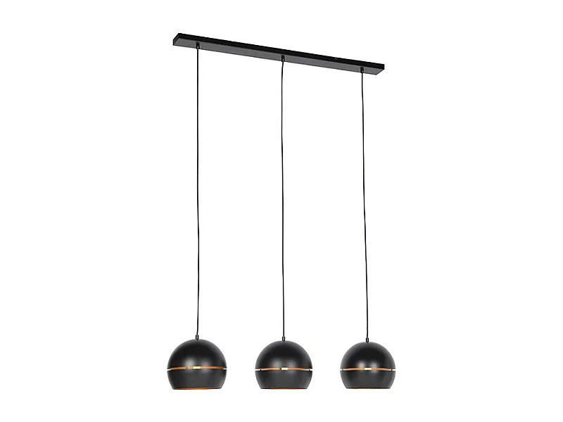 Suspension design noire avec intérieur doré 3 lumières - Buell