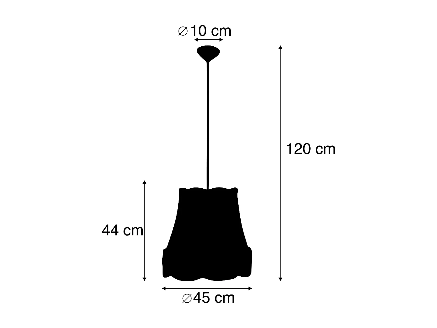 Suspension rétro noire avec gris 45 cm - Granny