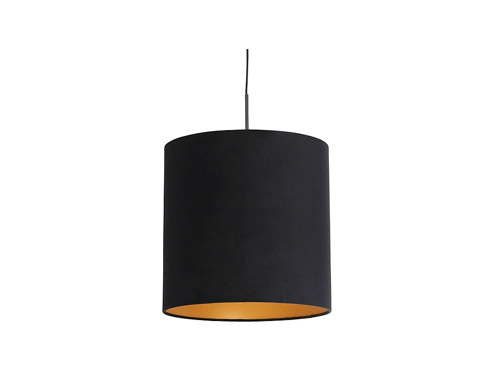 Suspension avec abat-jour en velours noir et or 40 cm - Combi