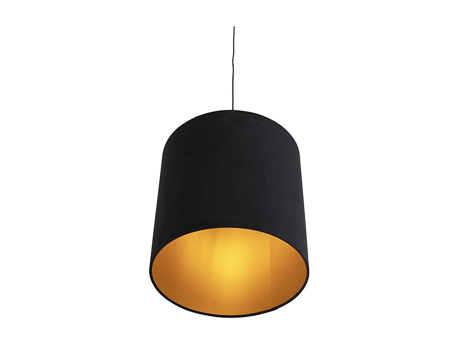 Suspension avec abat-jour en velours noir avec or 40 cm - Combi