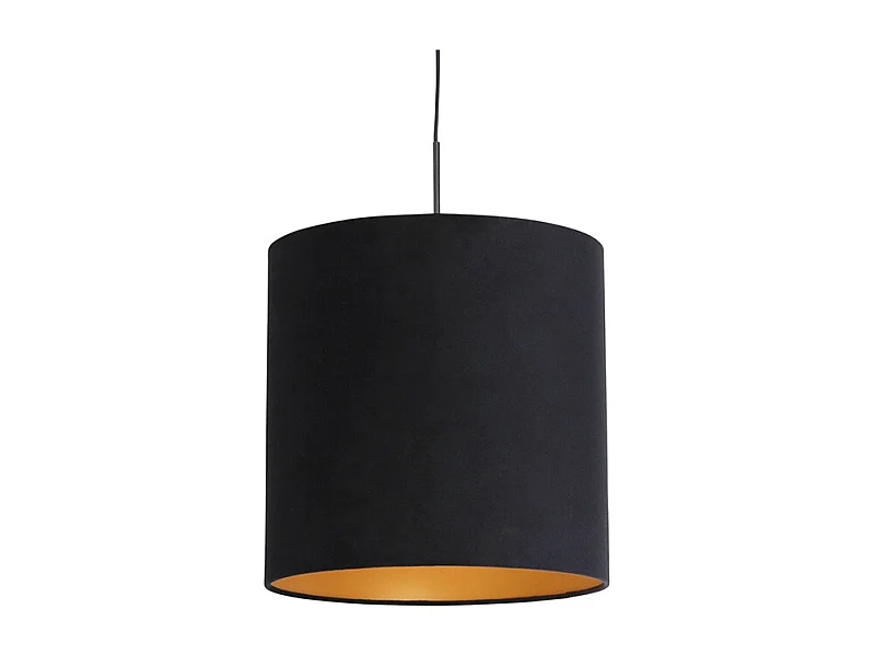 Suspension avec abat-jour en velours noir avec or 40 cm - Combi