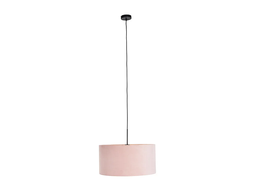 Suspension avec abat-jour en velours rose avec doré 50 cm - Combi