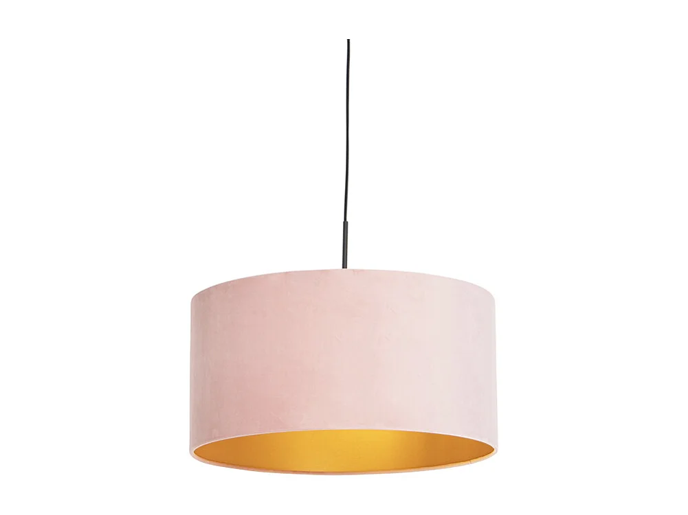 Suspension avec abat-jour en velours rose et or 50 cm - Combi