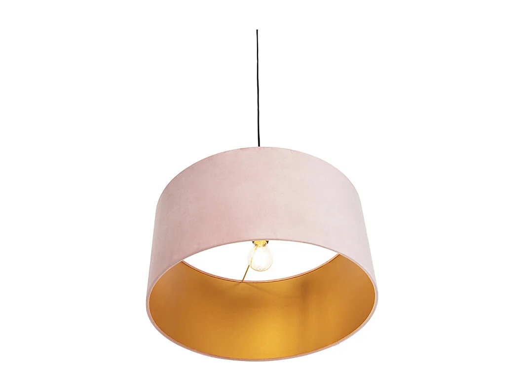Suspension avec abat-jour en velours rose et or 50 cm - Combi