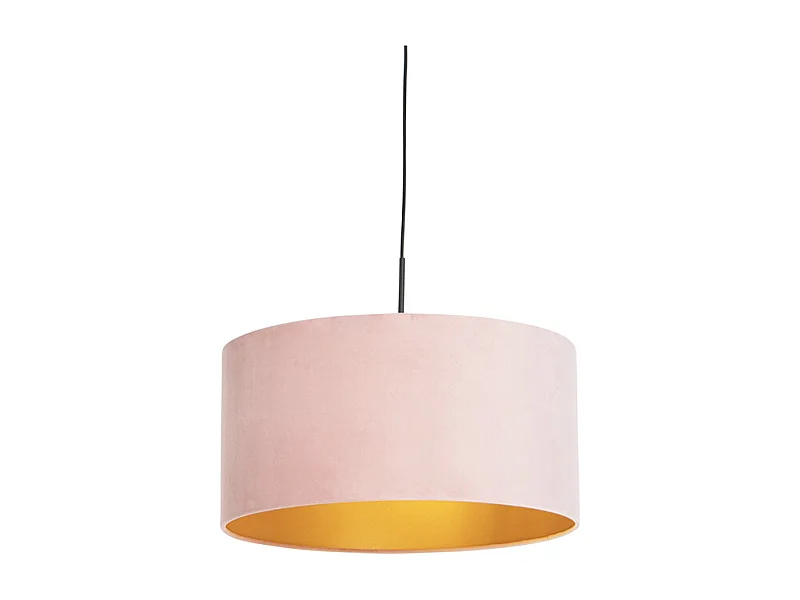 Suspension avec abat-jour en velours rose et or 50 cm - Combi