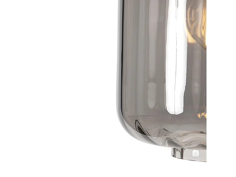 Lampe à suspension design noir avec verre fumé 3 lumières 226 cm - Qara