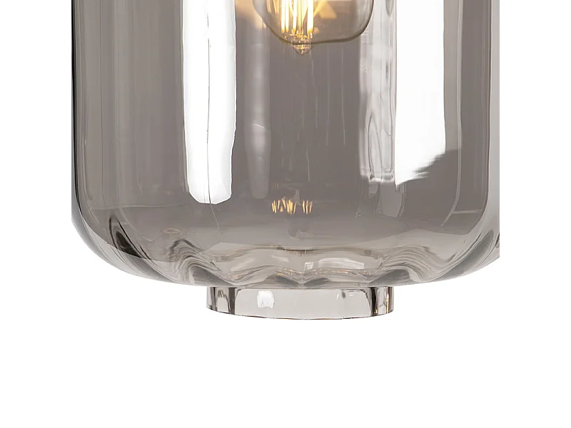 Suspension design noire avec verre fumé 3 lumières 226 cm - Qara