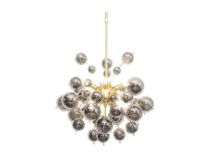 Suspension design en laiton avec verre fumé 8 lumières - Explode