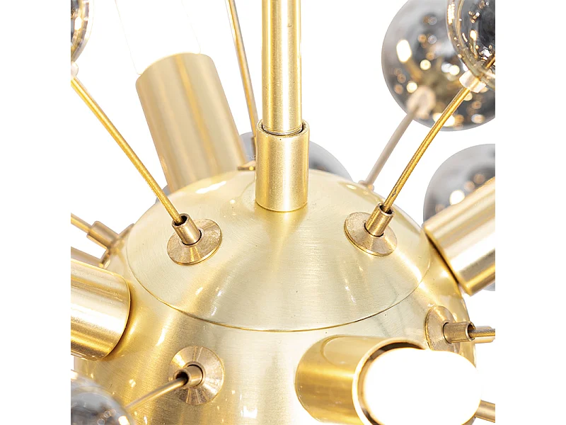 Suspension design en laiton avec verre fumé 8 lumières - Explode