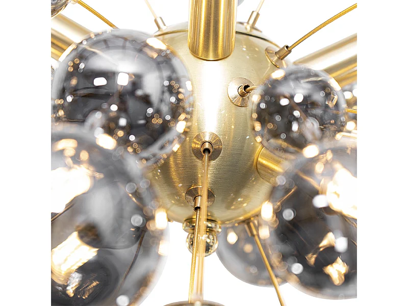 Suspension design en laiton avec verre fumé 8 lumières - Explode