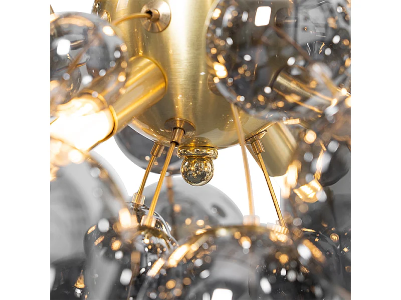 Suspension design en laiton avec verre fumé 8 lumières - Explode