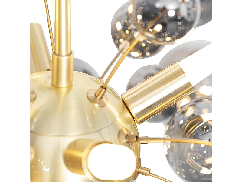 Suspension design en laiton avec verre fumé 8 lumières - Explode