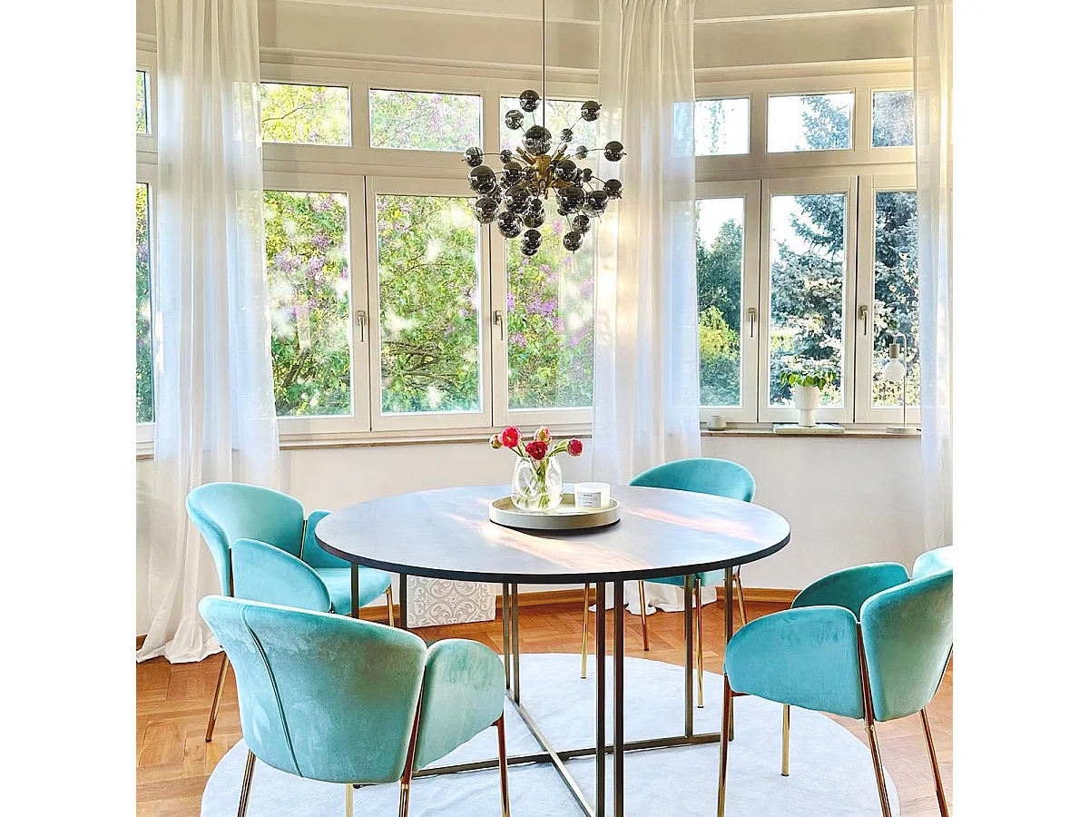 Suspension design en laiton avec verre fumé 8 lumières - Explode