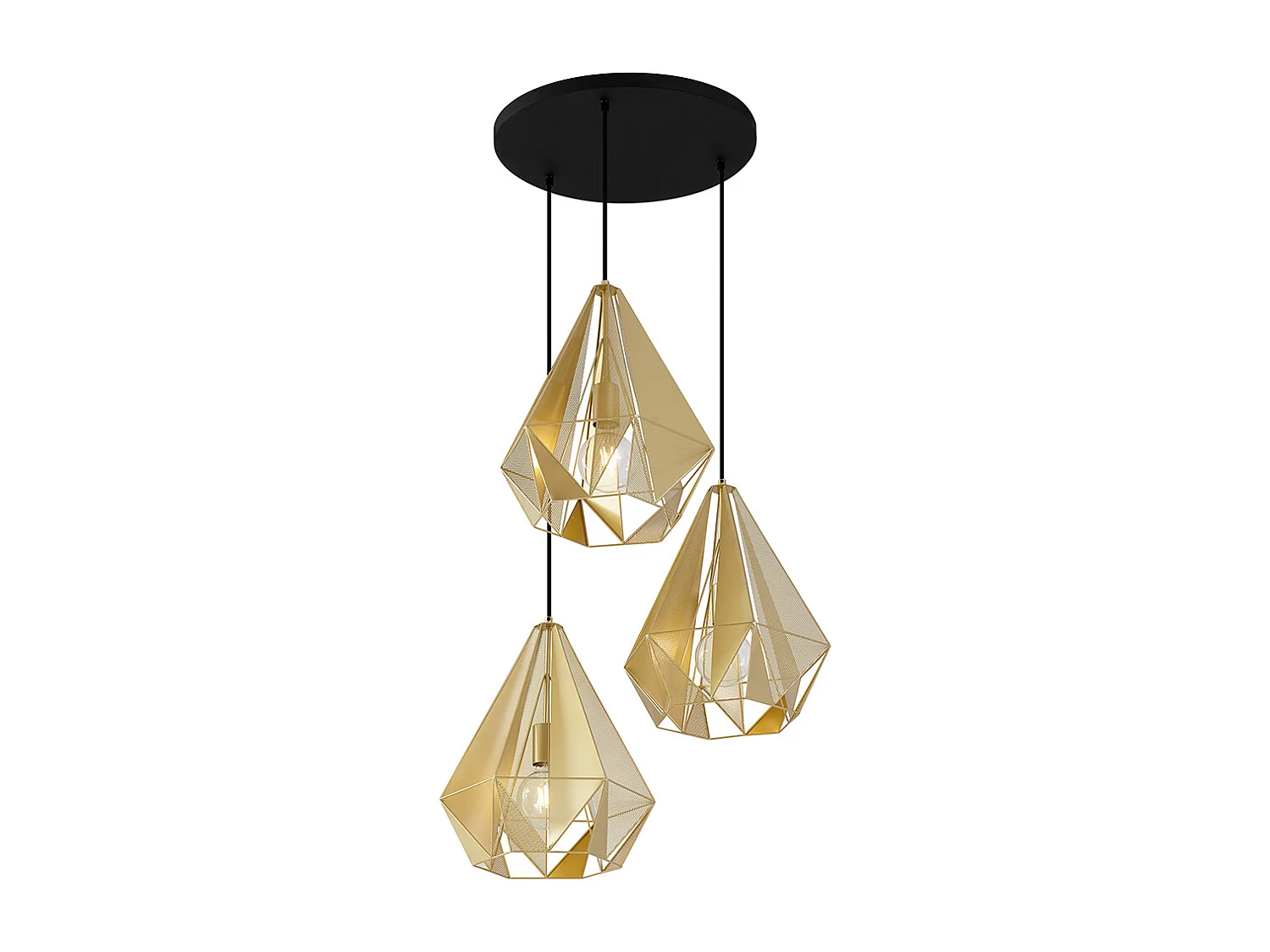 Lampe à suspension industrielle dorée avec maille 3 lumières - Carcass