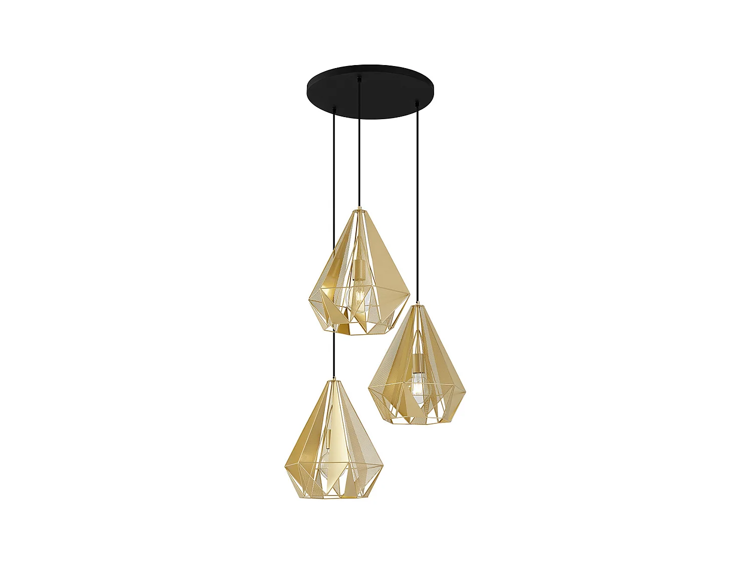 Lampe à suspension industrielle dorée avec maille 3 lumières - Carcass