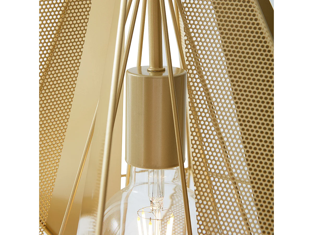Suspension industrielle dorée avec grille 3 lumières - Carcass