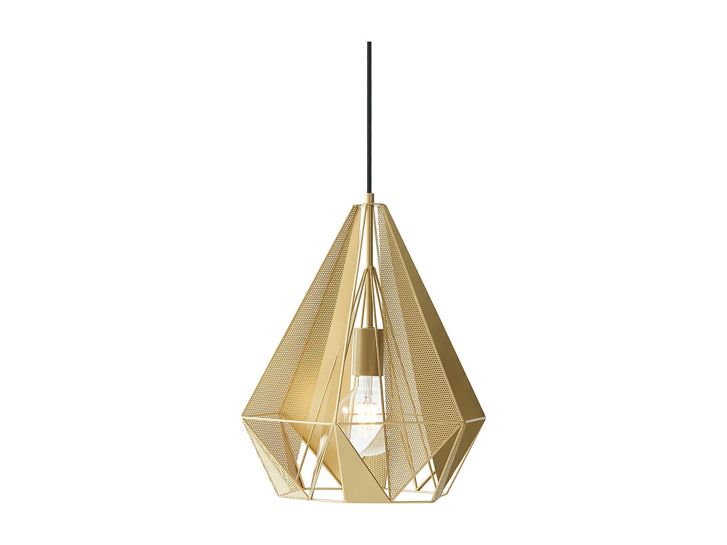 Suspension industrielle dorée avec grille 3 lumières - Carcass