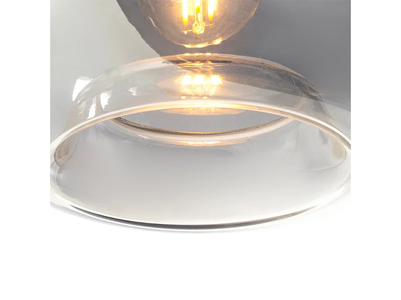 Suspension Art Déco noire 3 lumières avec verre fumé - Busa