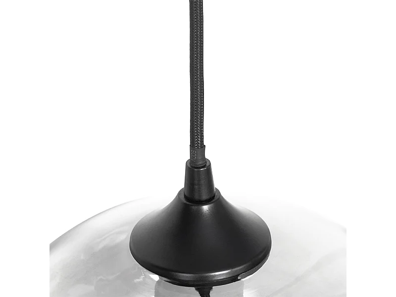 Suspension Art Déco noire avec verre fumé oblongue 3 lumières - Busa