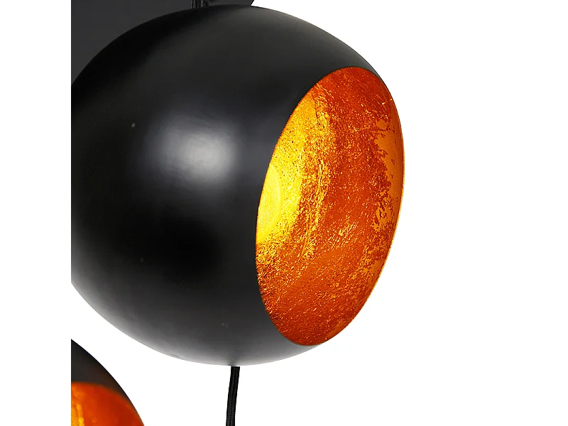 Suspension noire avec intérieur doré 7 lumières - Crooked Cluster