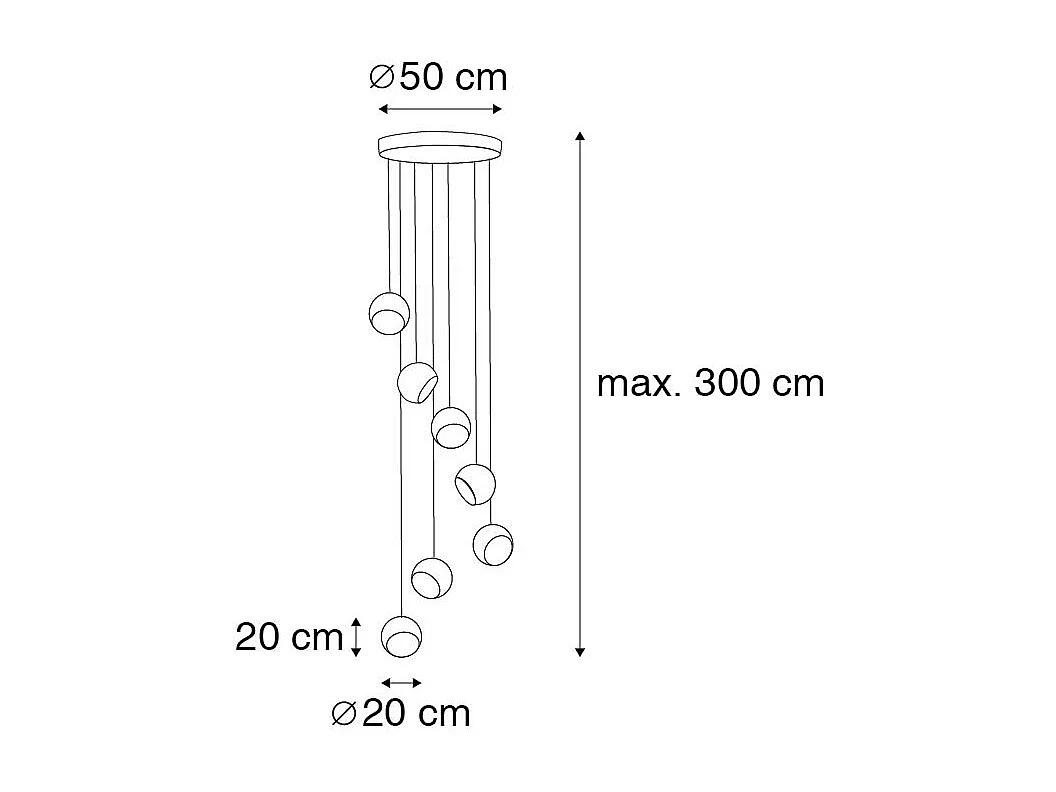 Suspension noire avec intérieur doré 7 lumières - Crooked Cluster