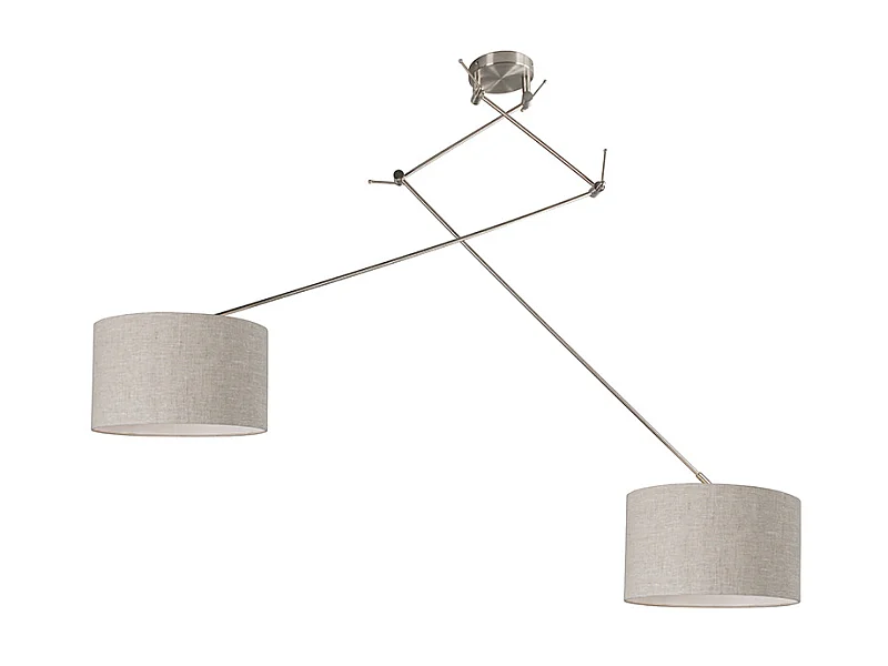 Lampe à suspension acier avec abat-jour 35 cm gris clair réglable - Blitz II