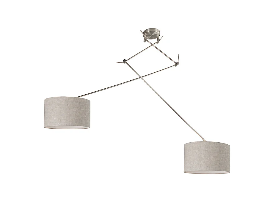 Lampe à suspension acier avec abat-jour 35 cm gris clair réglable - Blitz II