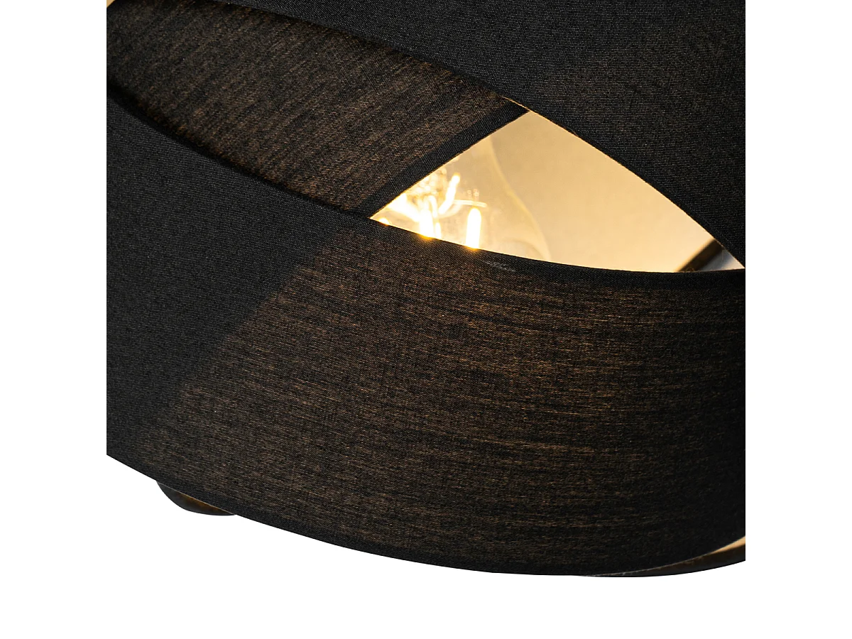 Lampe à suspension moderne noire 3 lumières - Tissu