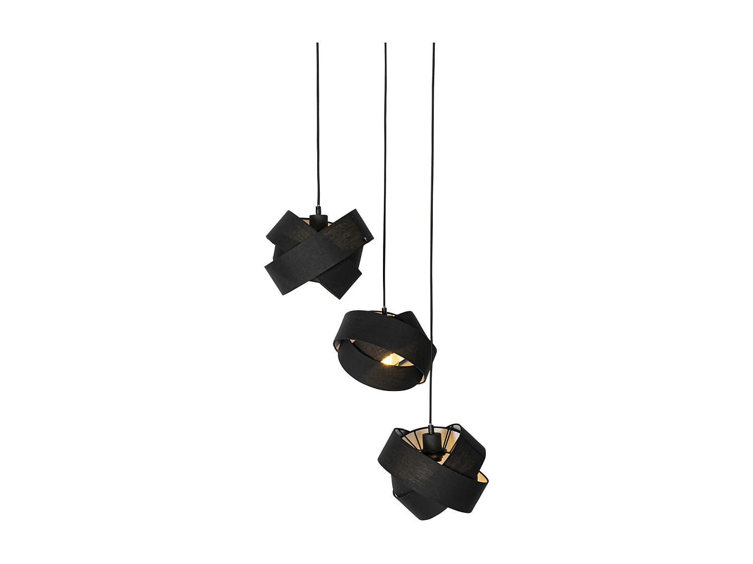 Lampe à suspension moderne noire 3 lumières - Tissu