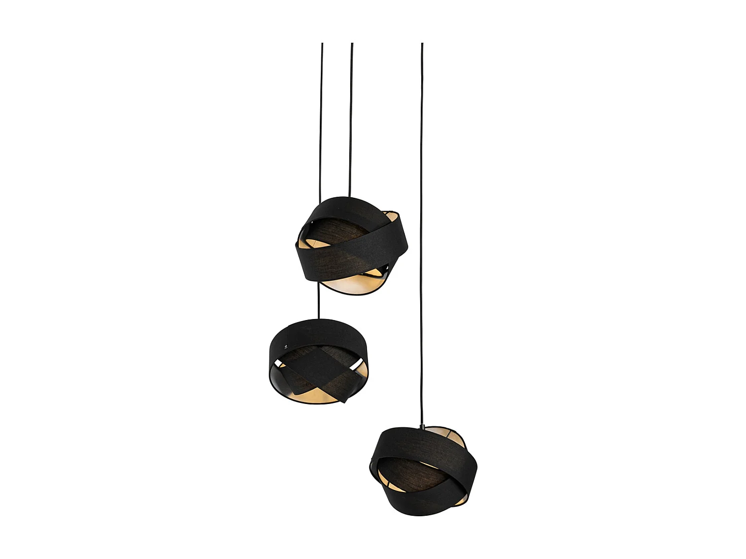 Lampe à suspension moderne noire 3 lumières - Tissu