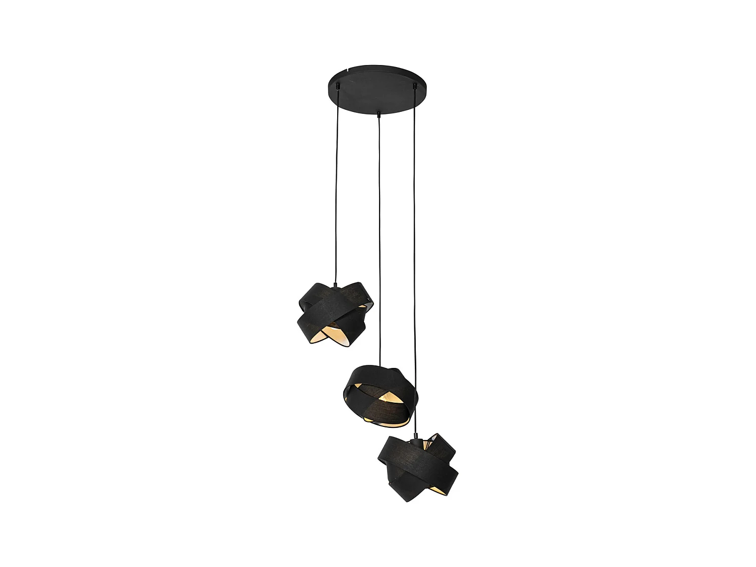 Lampe à suspension moderne noire 3 lumières - Tissu