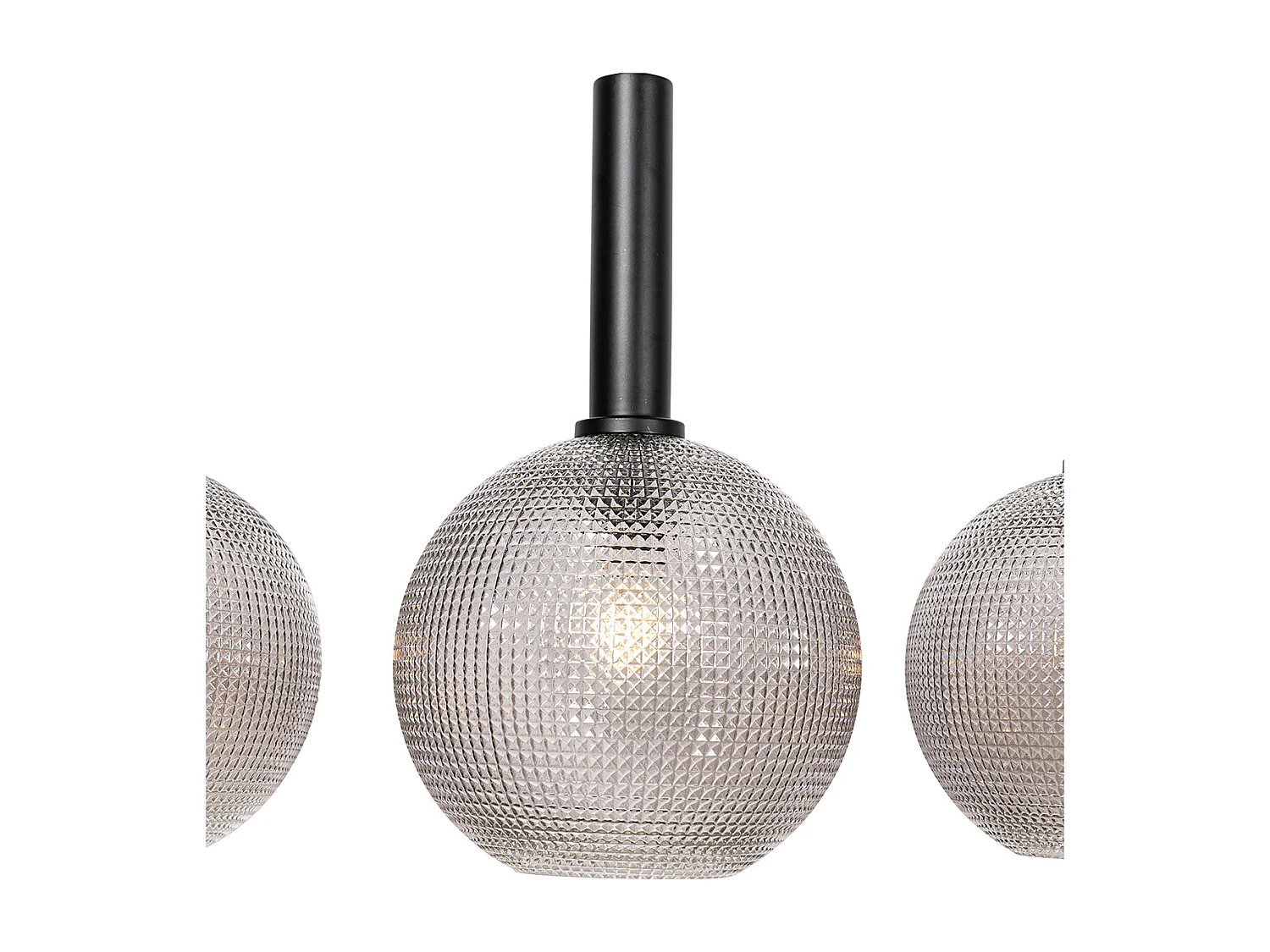 Suspension design noire avec verre fumé 4 lumières - Chico