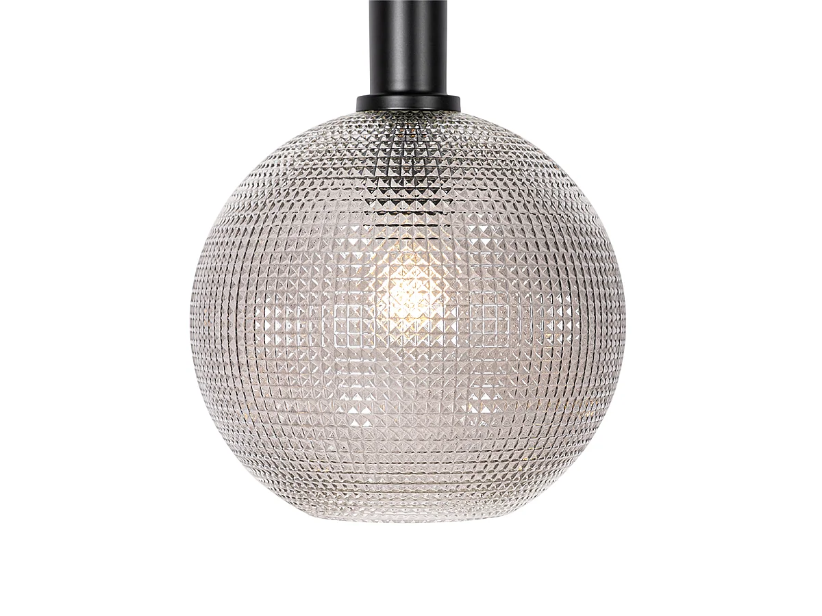 Suspension design noire avec verre fumé 4 lumières - Chico