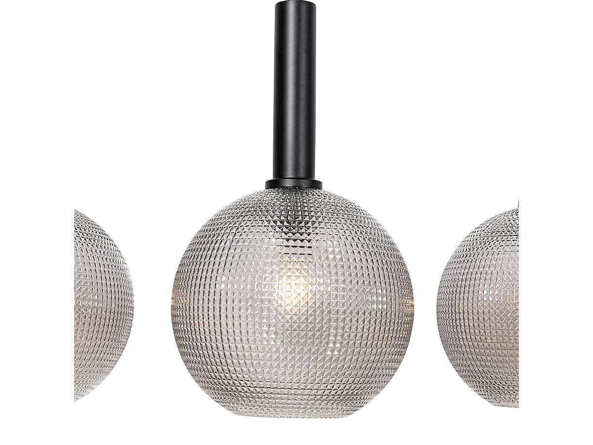 Suspension design noire avec verre fumé 4 lumières - Chico