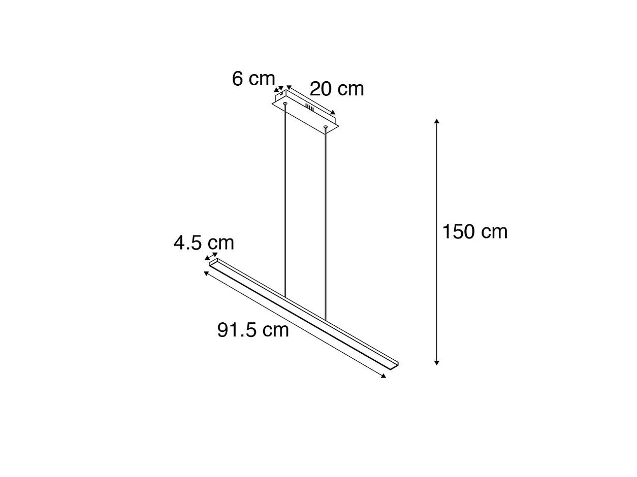 Suspension moderne noire 90 cm avec LED - Banda