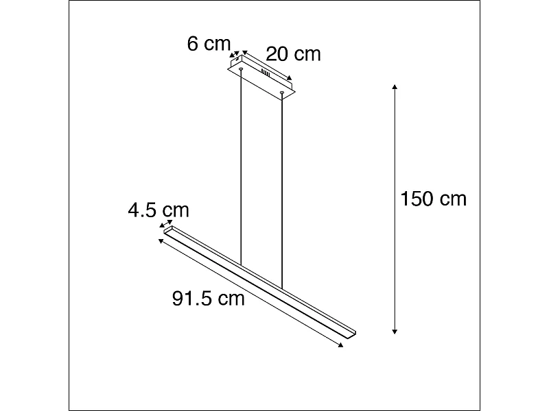 Suspension moderne noire 90 cm avec LED - Banda