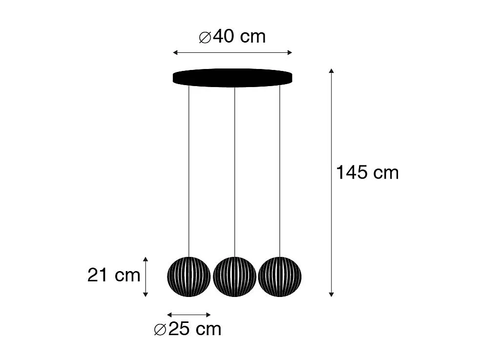Suspension moderne noire 3 lumières - Zoë