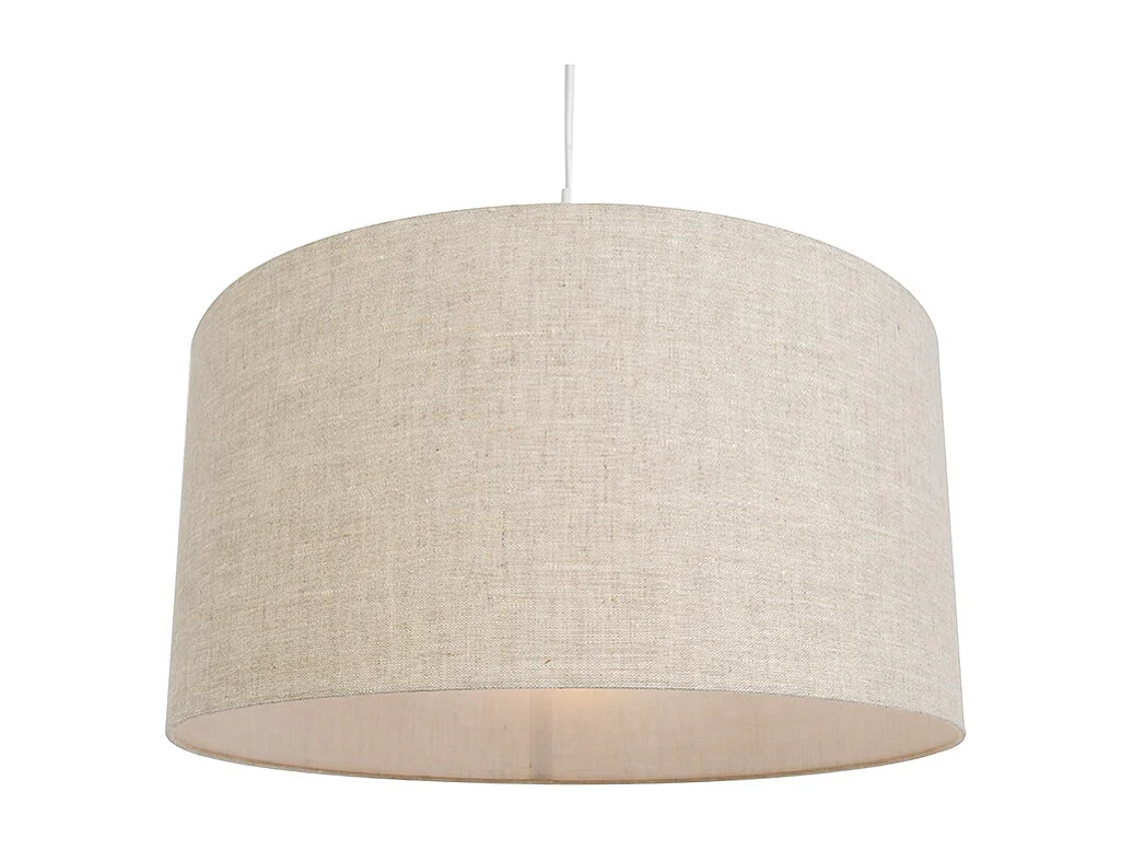 Lampe à suspension rurale blanche avec abat-jour en coton gris clair 50 cm - Combi