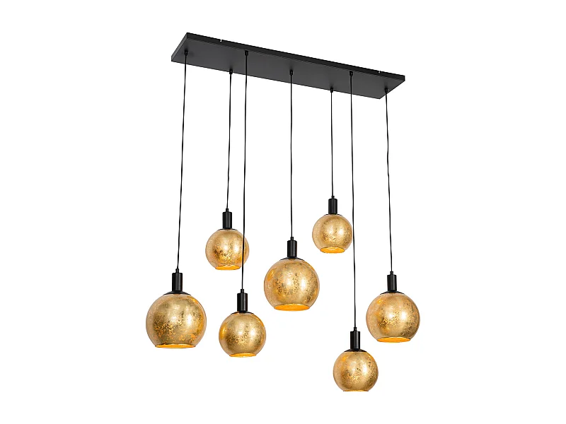 Suspension design noire avec verre doré 7 lumières - Bert