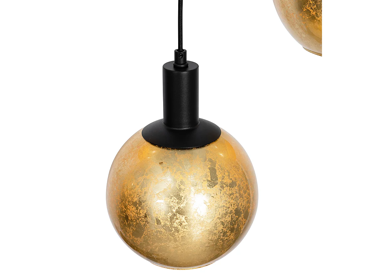 Lampe à suspension design noire verre doré 7 lumières - Bert