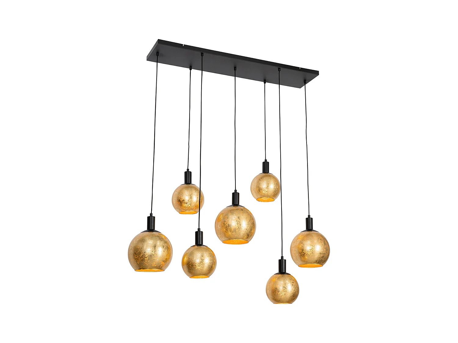 Lampe à suspension design noire verre doré 7 lumières - Bert